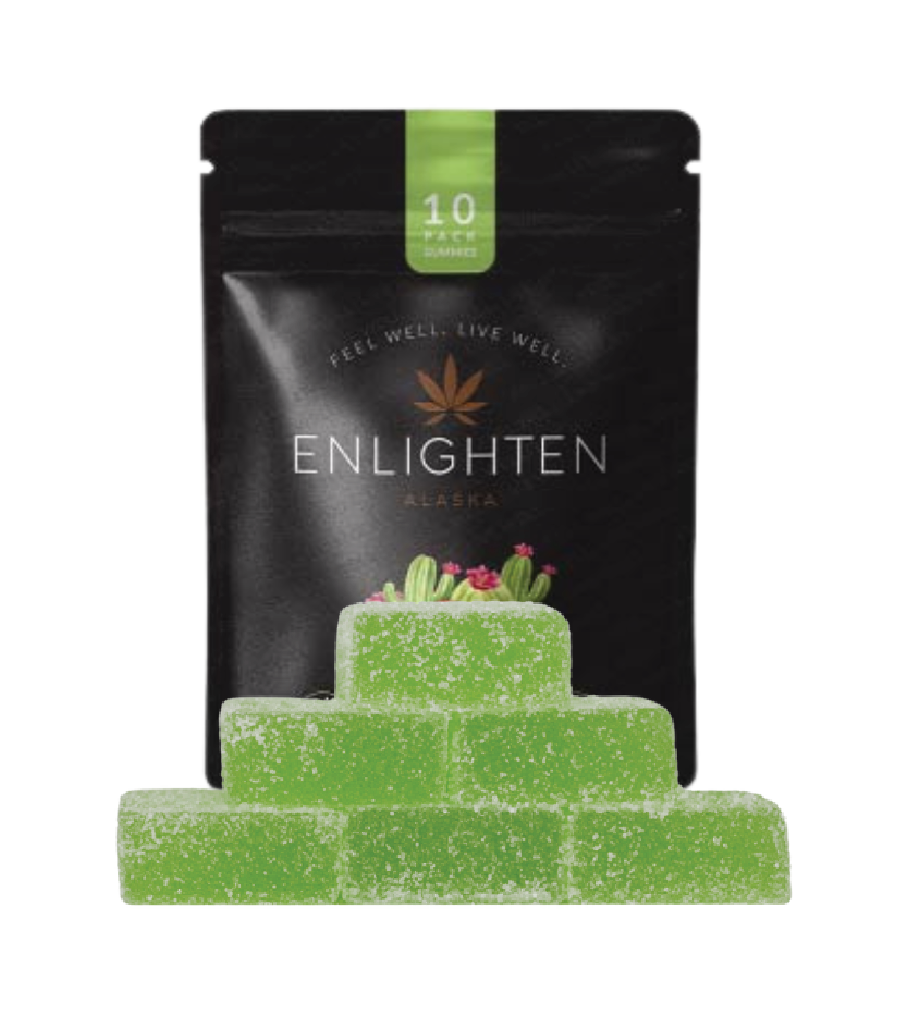 Enlighten Alaska 10-pack sour prickly pear THC gummies – Anchorage cannabis edibles